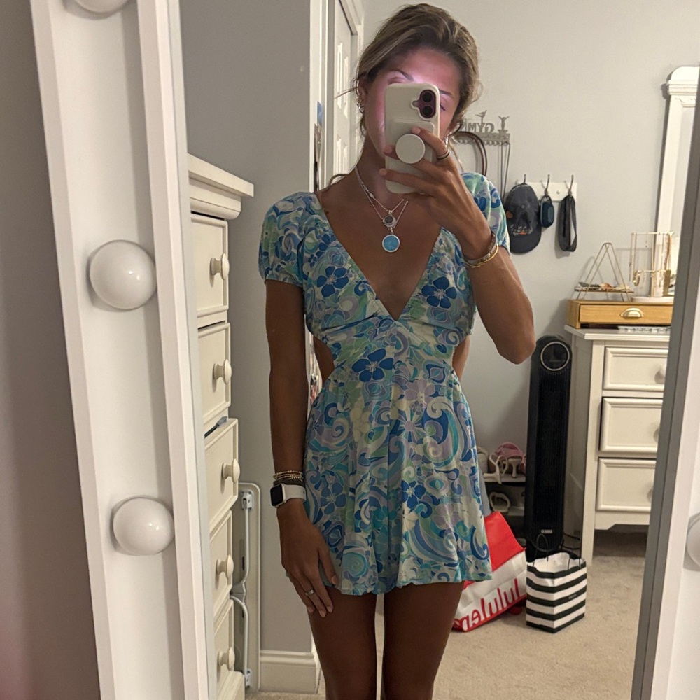 Floral Blue and Green romper